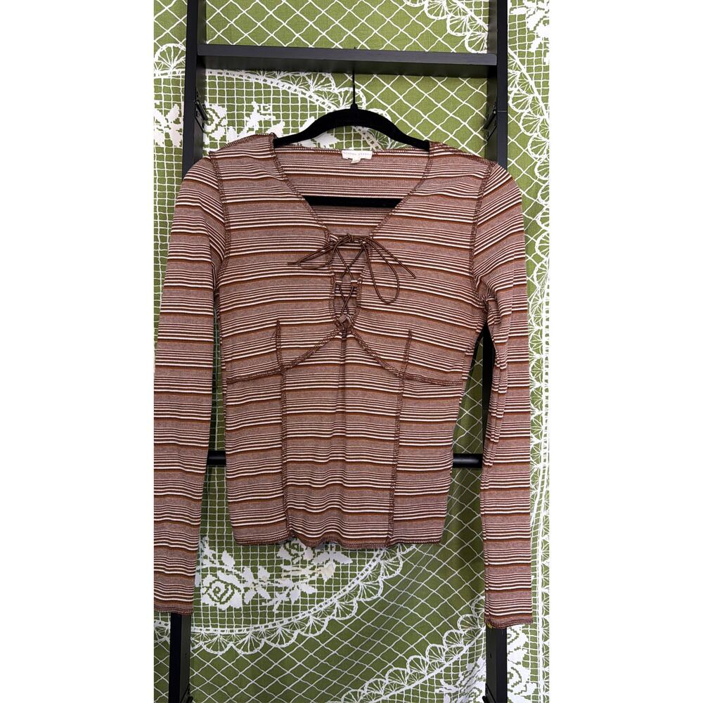 Gilded Intent Lace Up Ribbed Top 🤎 Whimsigoth Indie
